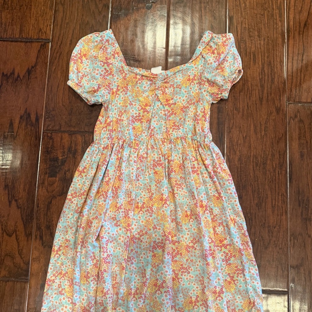 Roxy Kids Floral Puff-Sleeve Dress - Cream Multi - Picture 2 of 2